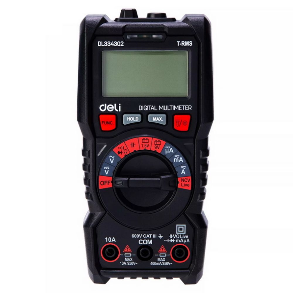 Многофункциональный цифровой мультиметр Deli DL334302 напряж. 0,2-600В, AC/DC, ЖК-дисплей
