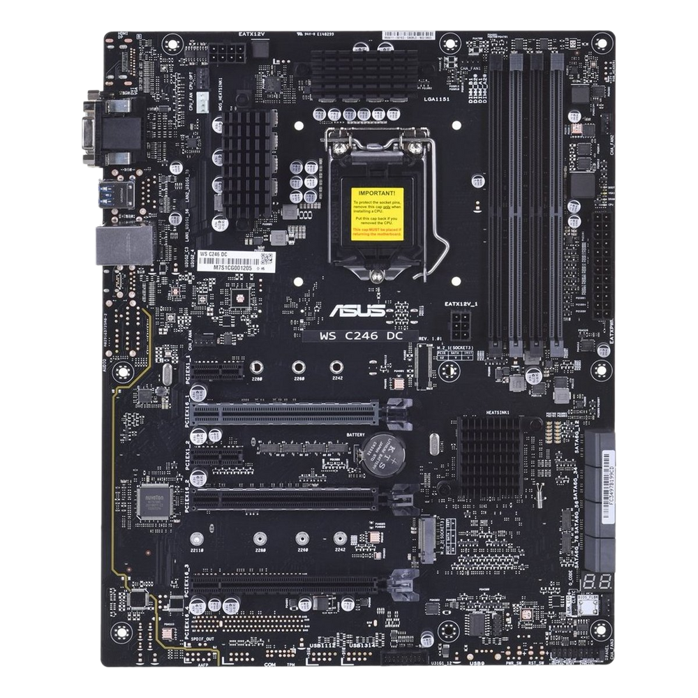 Материнская плата ASUS WS C246 DC LGA1151 ATX 3xDDR4 4xPCIEx16 2xPCIEx1 M.2 DVI VGA GLAN (90SB08L0-M0UBN0)