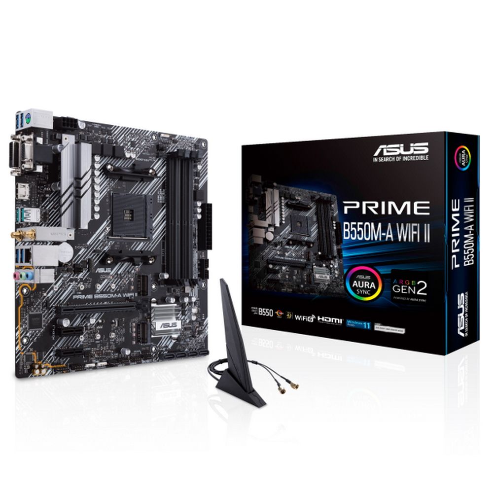 Материнская плата ASUS PRIME B550M-A WIFI II AM4 mATX 4xDDR4 PCIEx16 2xPCIEx1 2xM.2 HDMI DVI-D VGA GLAN Wi-Fi 6 (90MB19X0-M0EAY0)