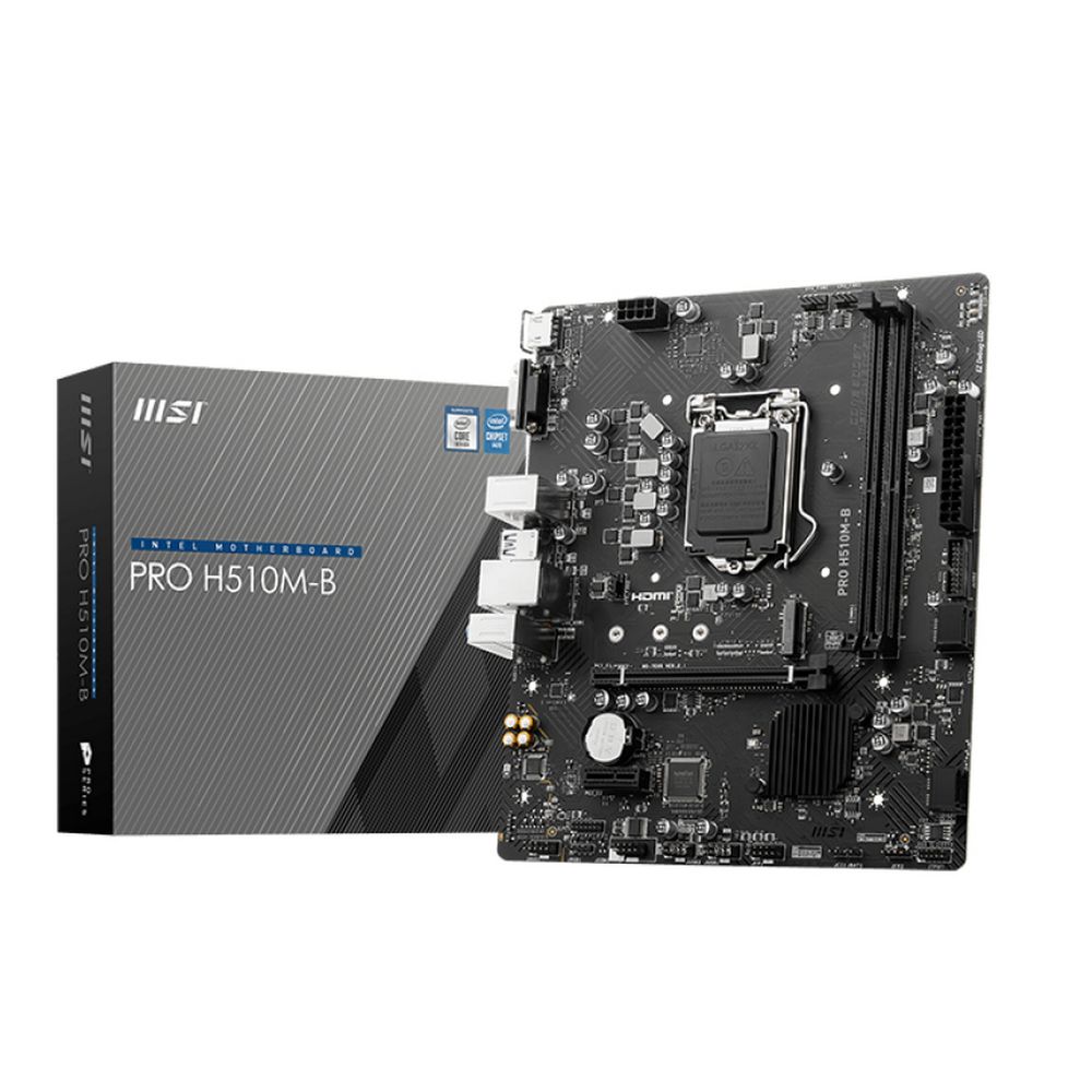 Материнская плата MSI PRO H510M-B H470, LGA1200, 2*DDR4, 1*PCIEx16, 1*PCIEx1, 1*M.2, 4*USB3.2Gen1, 8*USB2.0, 4*SATA3.0, 1G, VGA, HDMI, M-ATX, RTL