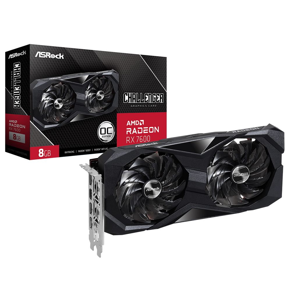 Видеокарта ASRock RX7600 CHALLENGER OC 8GB GDDR6 128bit 3xDP HDMI 2FAN RTL