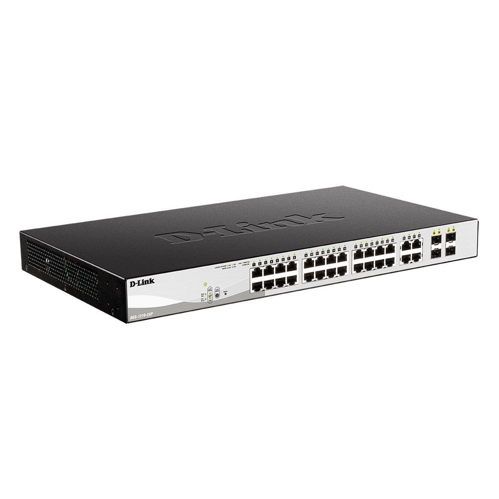 Коммутатор D-Link DGS-1210-28P/F5A Настраиваемый L2 коммутатор с 24 портами 10/100/1000Base-T и 4 комбо-портами 100/1000Base-T/SFP (24 порта PoE 802.3af/at, PoE-бюджет 193 Вт)