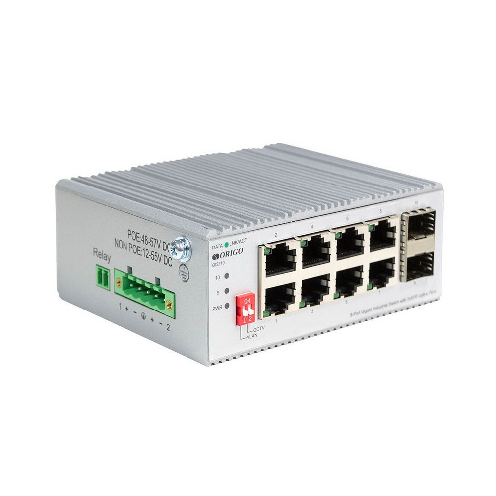 Коммутатор ORIGO OI2210/A1A Промышленный неуправляемыйкоммутатор 8x1000Base-T,2x1000Base-X SFP