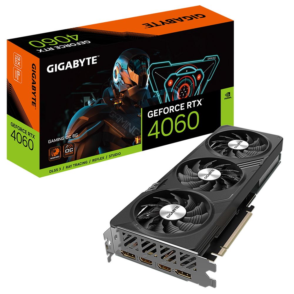 Видеокарта Gigabyte RTX4060 GAMING OC 8GB GDDR6 128bit 2xDP 2xHDMI 3FAN RTL