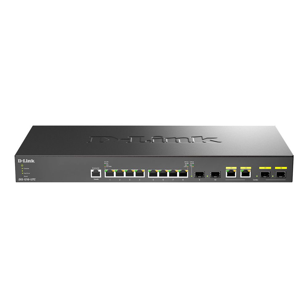 Коммутатор D-Link DXS-1210-12TC/B1A Настраиваемый L2+ коммутатор с 8 портами 10GBase-T, 2 портами 10GBase-X SFP+ и 2 комбо-портами 10GBase-T/SFP+