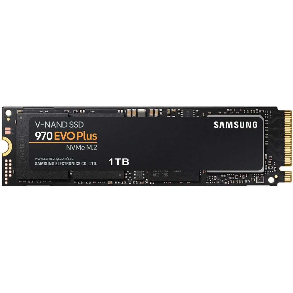 Твердотельный накопитель SSD Samsung 970 EVO Plus M.2 2280 1TB  Client PCIe Gen3x4 with NVMe, 3500/3300, IOPS 600/550K, MTBF 1.5M, 3D NAND TLC, 1024MB, 600TBW, NVMe 1.3, RTL