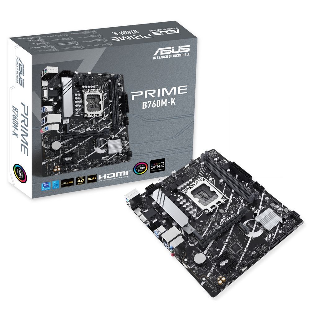 Материнская плата ASUS PRIME B760M-K LGA1700 mATX 2xDDR5 PCIEx16 2xPCIEx1 2xM.2 HDMI VGA 2.5GLAN