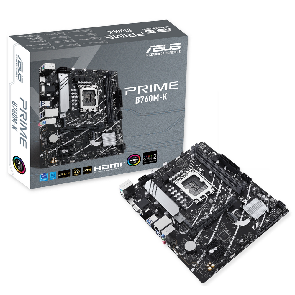 Материнская плата ASUS PRIME B760M-K LGA1700 mATX 2xDDR5 PCIEx16 2xPCIEx1 2xM.2 HDMI VGA 2.5GLAN