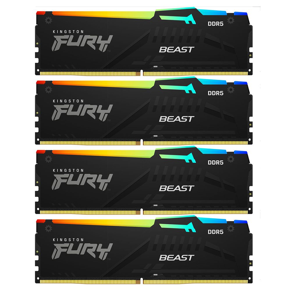 Модуль памяти Kingston 128GB DDR5 5600MHz DIMM FURY Beast Black RGB (4х32gb), CL40