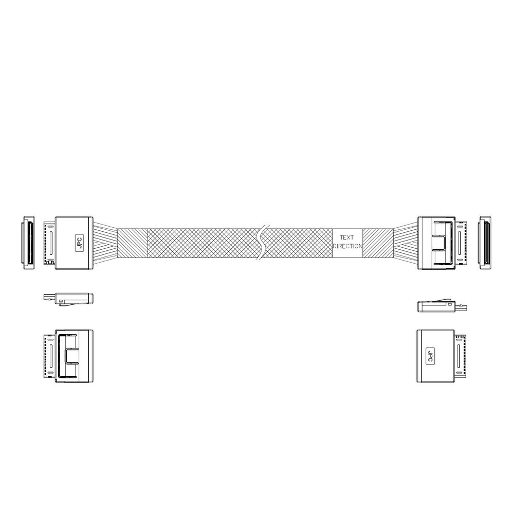 Кабель JPC P5200DR01000-1    Cable OCuLink x8 80P (прямой Straight Type)  -TO-  OCuLink x8 80P (прямой Straight Type) , 85 Ohm, L:100cm