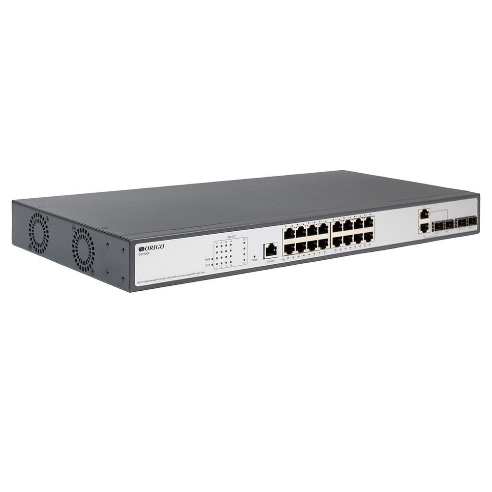 Коммутатор ORIGO OS3120P/250W/A1A Управляемый L2 PoE-коммутатор16x1000Base-T PoE+, 2x1000Base-X SFP,2xCombo 1000Base-T/SFP,PoE-бюжет 250 Вт