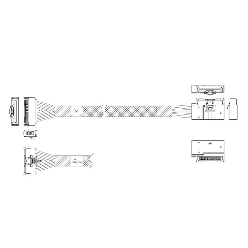 Кабель Luxshare L285MM002-SD-R    Cable MCIO x8 74P (прямой Straight Type)  -TO-  MCIO x8 74P (угловой Left Exit) , 85 Ohm, L:80cm ()