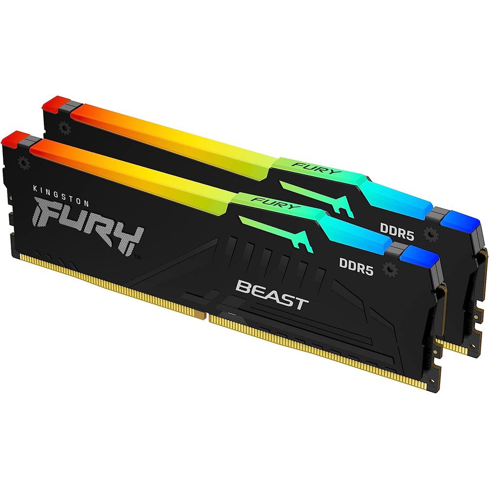 Модуль памяти Kingston 16GB DDR5 5600 DIMM FURY Beast Black AMD RGB On-Die ECC, поддержка AMD EXPO, CL36, 1.25V