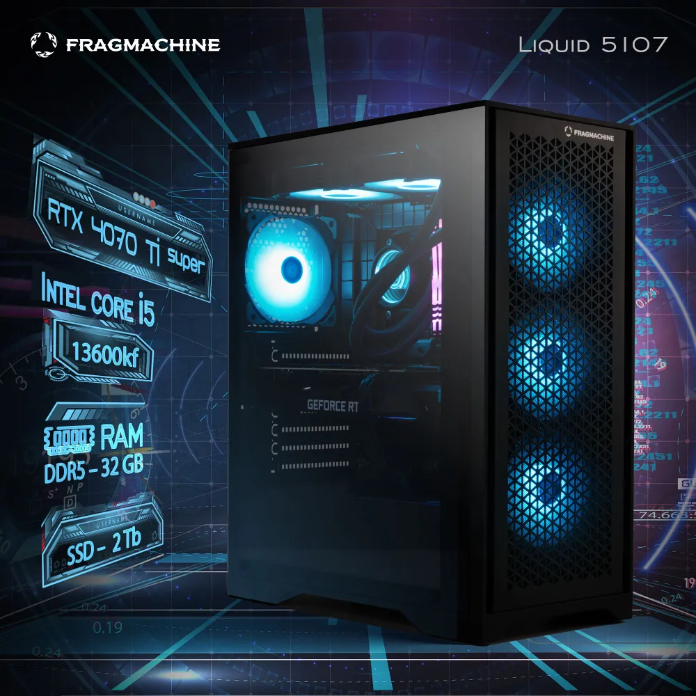 Компьютер FragMachine Liquid  5107 (i5-13600KF, DDR5 32GB, SSD 2Tb, RTX 4070Ti Super)