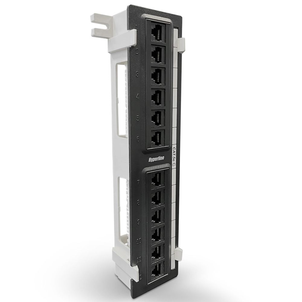 Панель Hyperline PPW-12-8P8C-C5e Патч-панель настенная, 12 портов RJ-45(8P8C), категория 5е, с подставкой