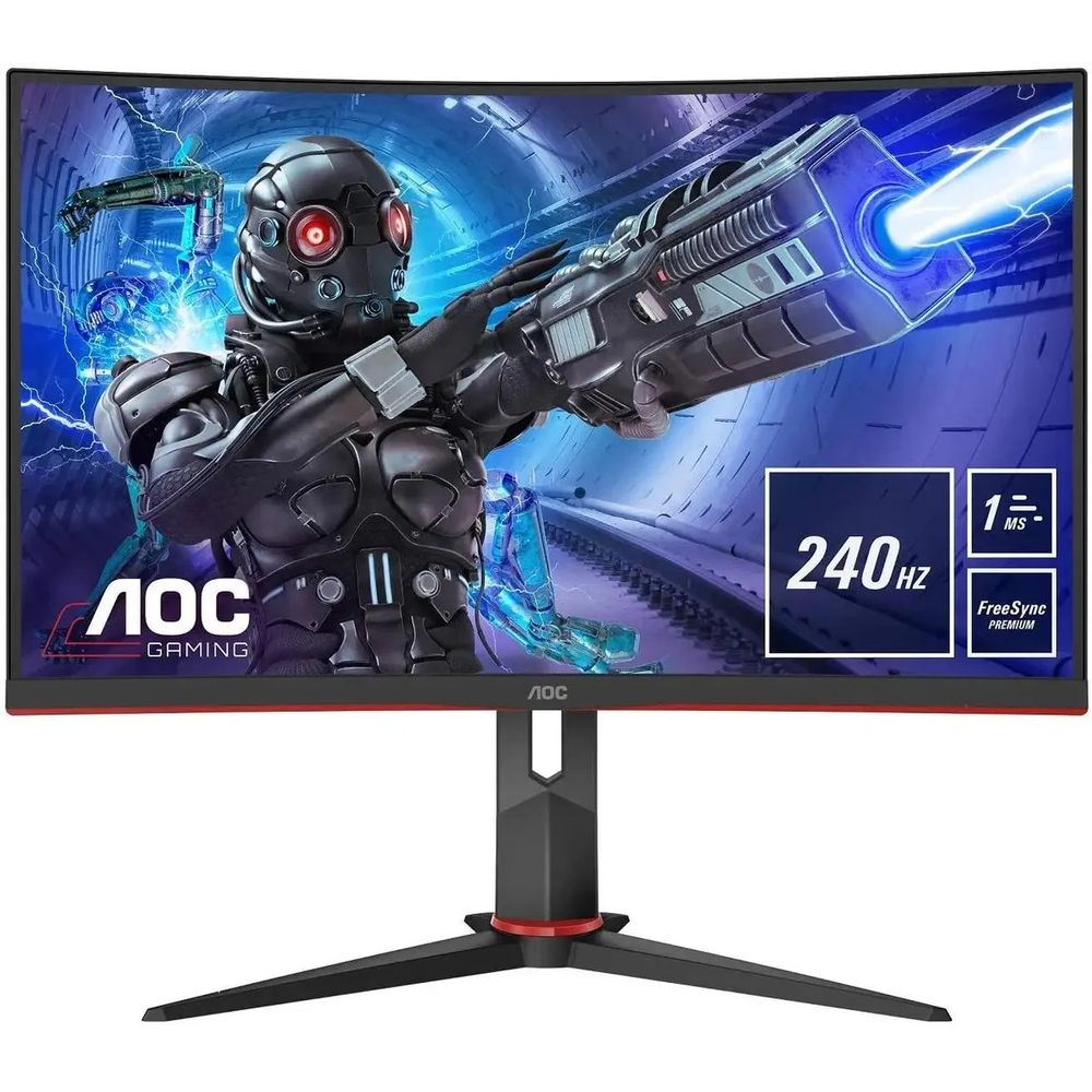 Монитор 31.5" AOC C32G2ZE Black-Red  31.5'' [16:9]  {VA 1920x1080 240Hz 1ms 300cd 16:9 178/178 3000:1 8bit 2xHDMI2.0 DisplayPort1.2 FreeSync VESA}