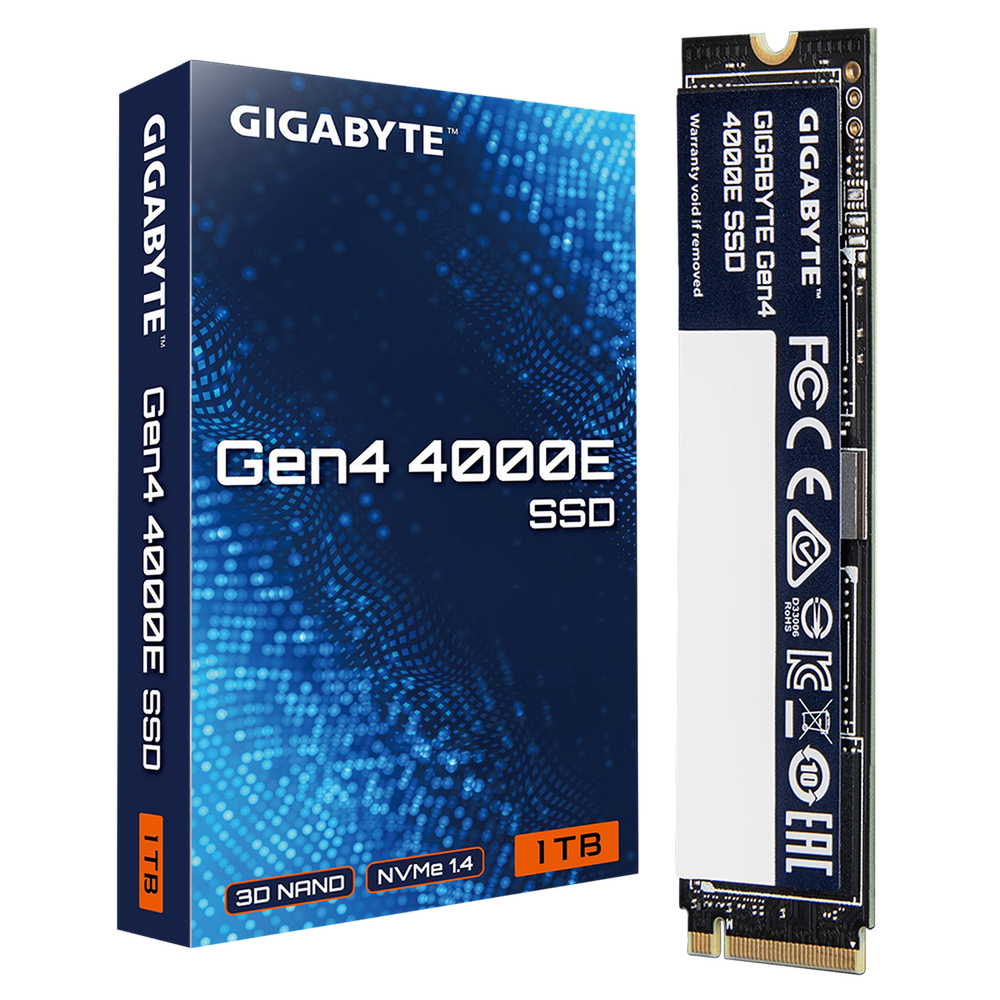 Твердотельный накопитель SSD Gigabyte M.2 2280 1TB Gen4 4000E SSD PCI Express 4.0x4, NVMe 1.4, 4000/3900, MTBF 1.5M, 3D NAND, 320TBW, RTL