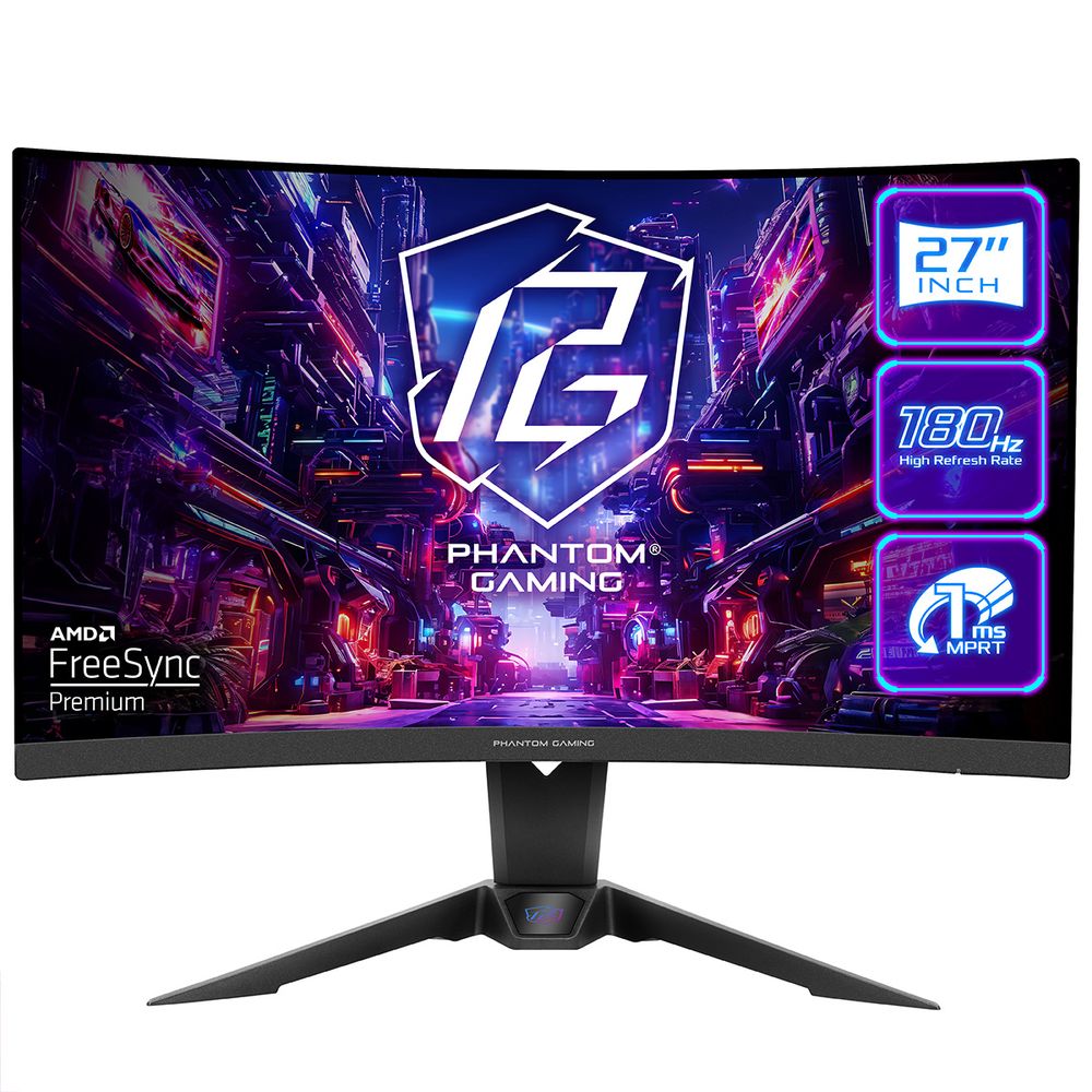 Монитор 27" ASRock Phantom Gaming PG27QRT2A Black (VA, 2560x1440, 2xHDMI+DP, 1 ms, 178°/178°, 400 cd/m, 180Hz, HDR400)