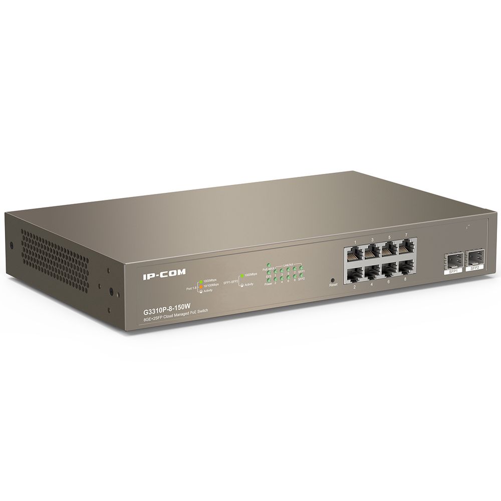 Коммутатор IP-COM G3310P-8-150W Управляемый PoE коммутатор с 8 Гигабитными портами PoE и 2 SFP портами