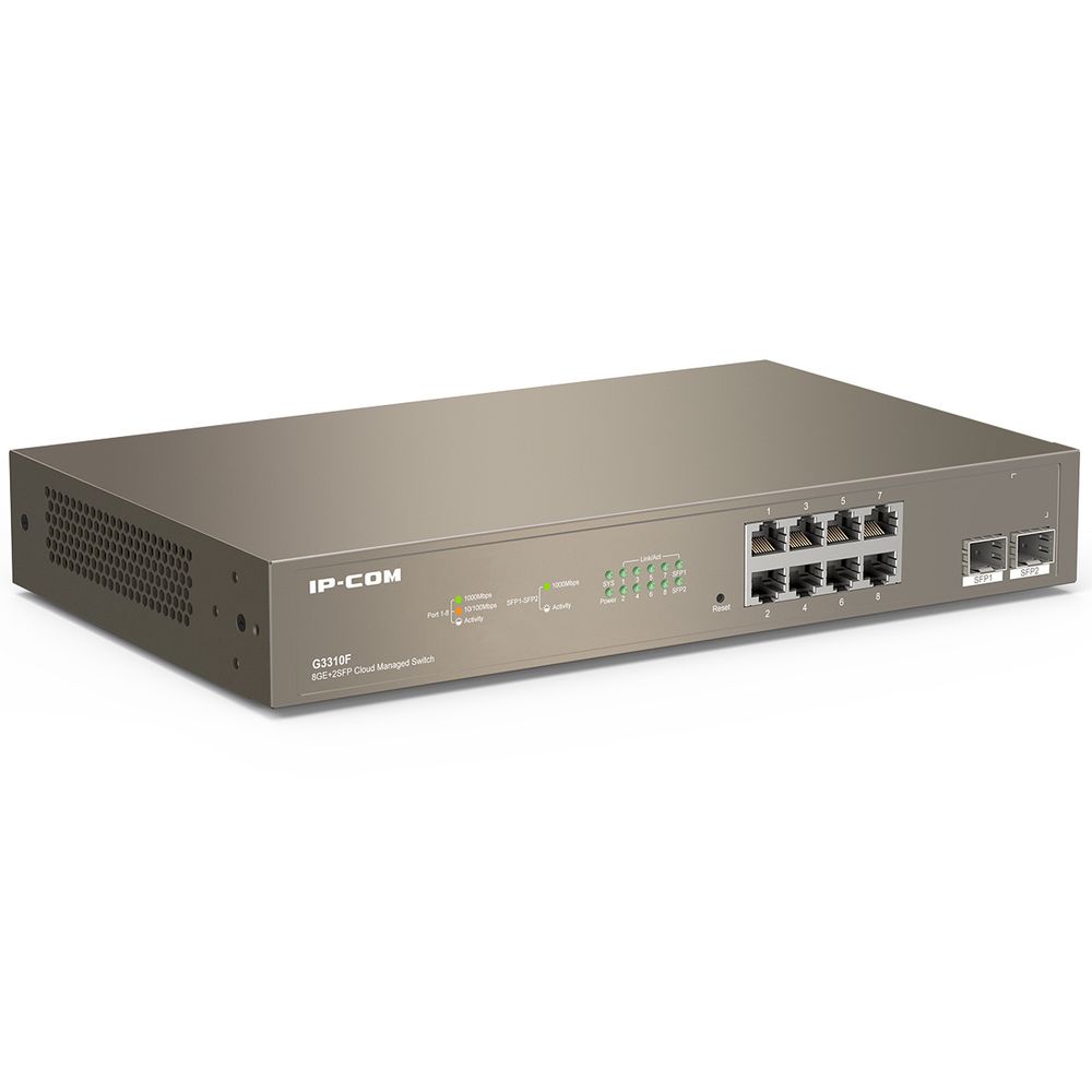 Коммутатор IP-COM G3310F Коммутатор управляемый, 8 портов 8x1 Гбит/с, SFP 2x1 Гбит/с, настенный