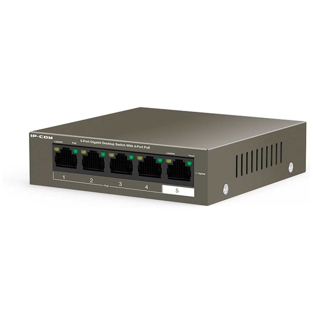 Коммутатор IP-COM G1105P-4-63W Коммутатор неуправляемый PoE, 5 портов 5x1 Гбит/с, PoE 4х58 Вт, настольный