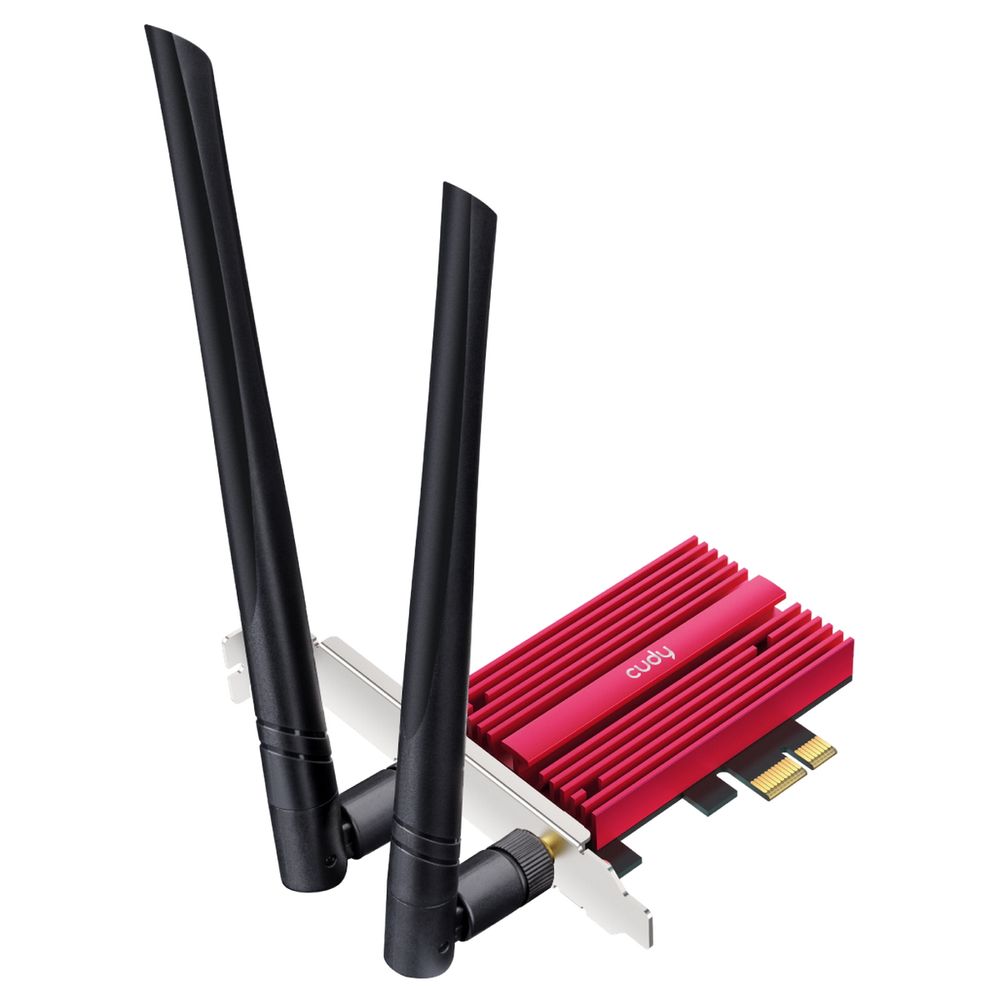 Адаптер беспроводной связи (Wi-Fi) CUDY AX5400 Wi-Fi PCI Express Adapter 5400Mbps Wi-Fi / Bluetooth 5.2 PCI Express Adapter with Heatsink, Intel AX210 module,2T2R,  802.11ax/ac/a/b/g/n, 2 detachable antennas, V2