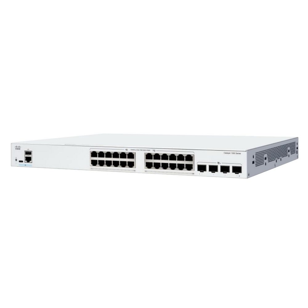 Коммутатор CISCO Catalyst 1300 24x 10/100/1000 Ethernet ports RJ-45, 4x 10G SFP+ uplinks, Fanless, C1300-24T-4X