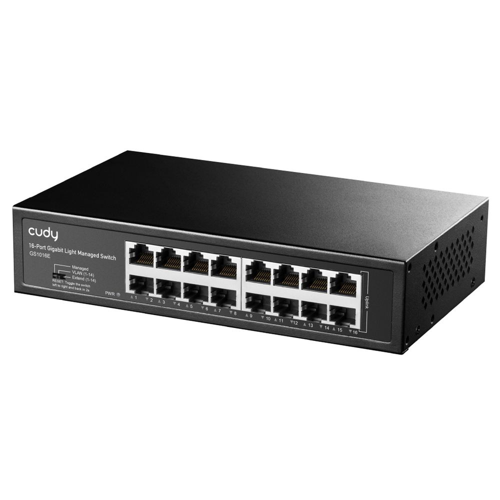 Коммутатор CUDY 16-Port Gigabit Light Managed Switch 16-Port Gigabit Light Managed Switch, 16 Gigabit RJ45 Ports, Rack-mountable Steel Case(Rack-Mount kits included), Power Saving, Plug & Play, Managed/VLAN/Extend working mode  DIP switch, Local management via WEB GUI, support STP/RSTP, 802.1Q/Port Based/Voi