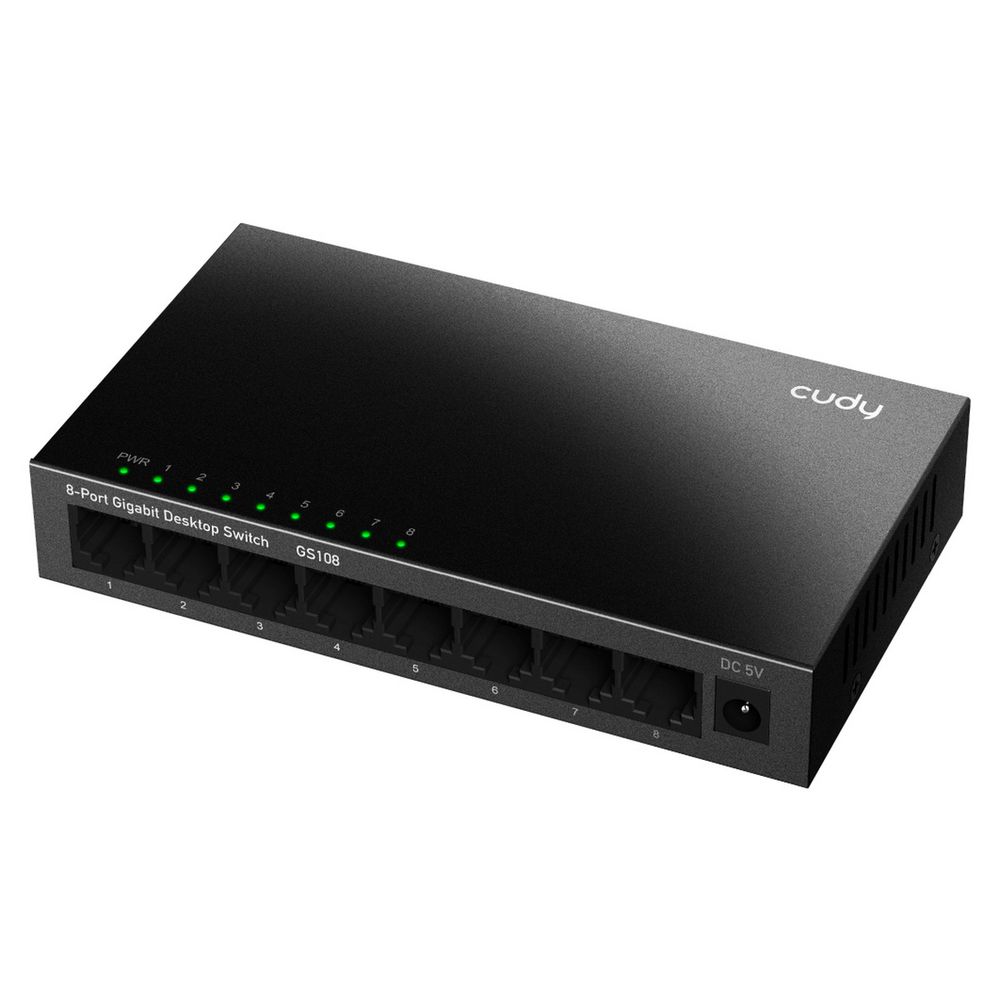 Коммутатор CUDY 8-Port Gigabit Metal  Switch 5-Port Gigabit Ethernet Switch, 5 10/100/1000M RJ45 Ports, Loop Detection, USB-C Power Input, Plug & Play, Wall-Mount