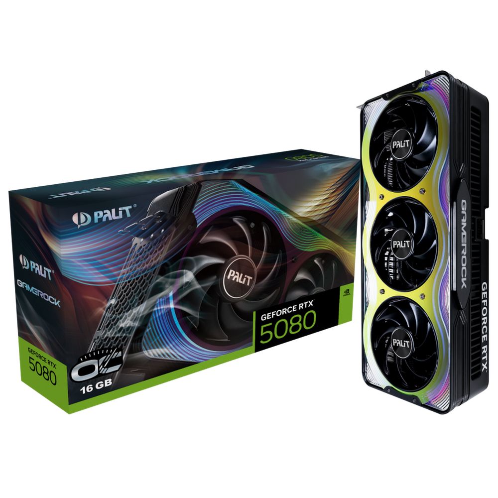 Видеокарта Palit RTX5080 GAMEROCK OC 16GB GDDR7 256bit 3xDP HDMI 3FAN RTL