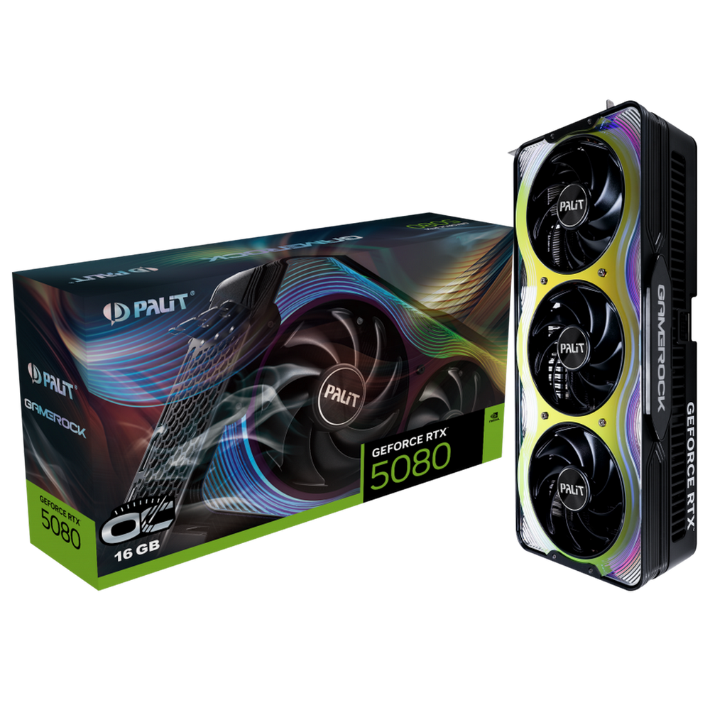 Видеокарта Palit RTX5080 GAMEROCK OC 16GB GDDR7 256bit 3xDP HDMI 3FAN RTL