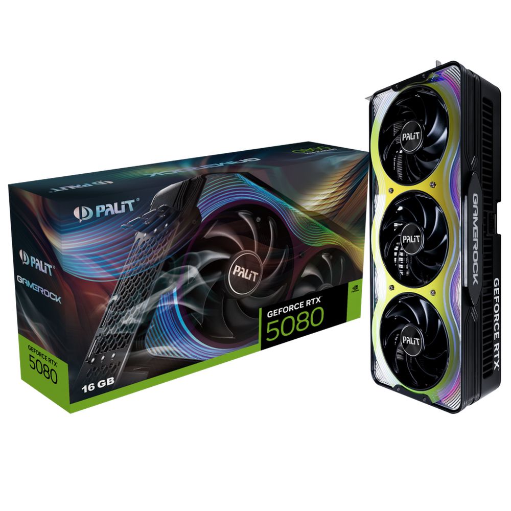 Видеокарта Palit RTX5080 GAMEROCK 16GB GDDR7 256bit 3xDP HDMI 3FAN RTL