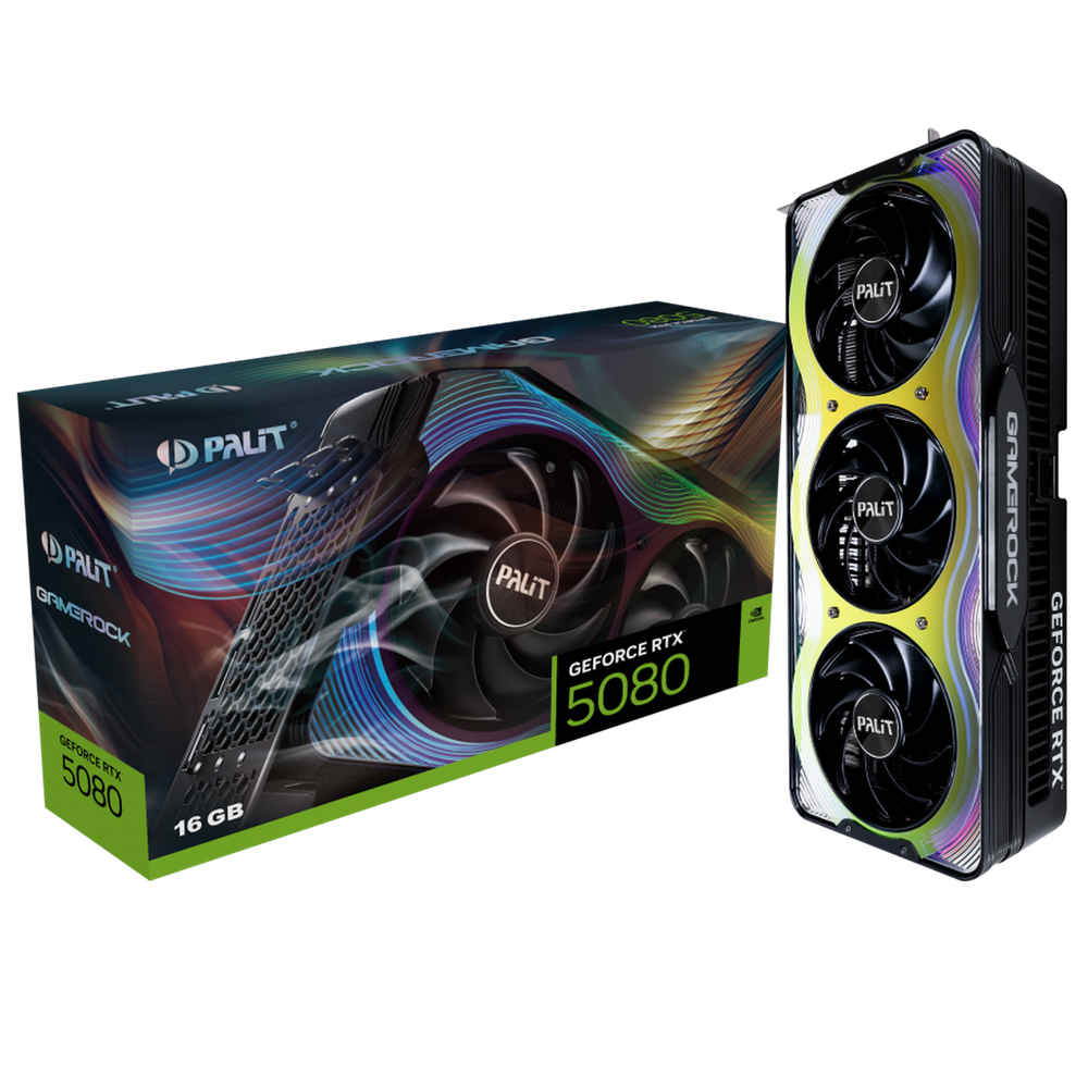 Видеокарта Palit RTX5080 GAMEROCK 16GB GDDR7 256bit 3xDP HDMI 3FAN RTL