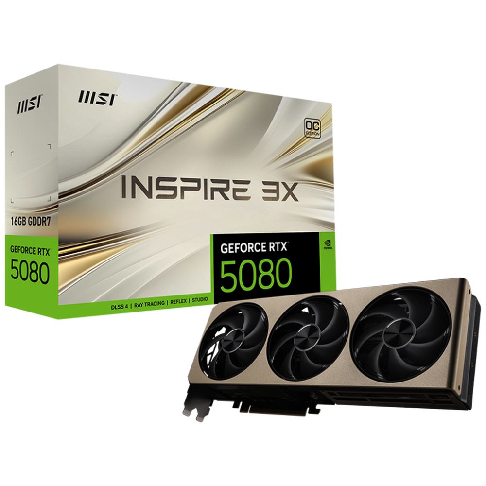Видеокарта MSI RTX5080 INSPIRE 3X OC 16GB GDDR7 256bit 3xDP HDMI 3FAN RTL