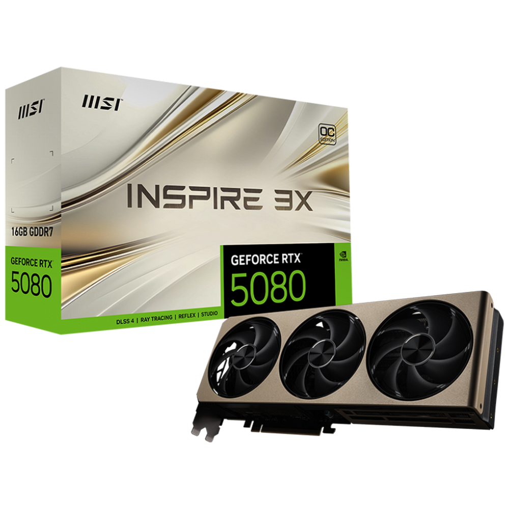 Видеокарта MSI RTX5080 INSPIRE 3X OC 16GB GDDR7 256bit 3xDP HDMI 3FAN RTL