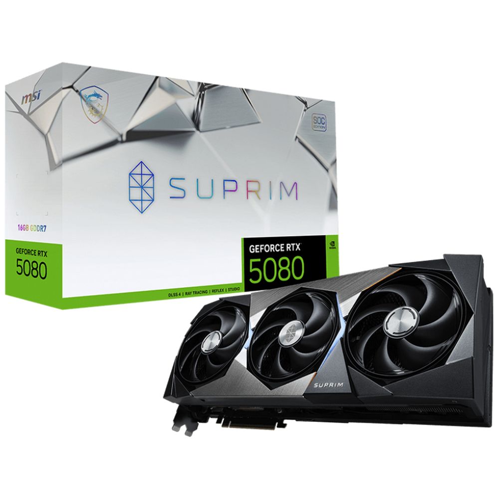 Видеокарта MSI RTX5080 SUPRIM SOC 16GB GDDR7 256bit 3xDP HDMI 3FAN RTL