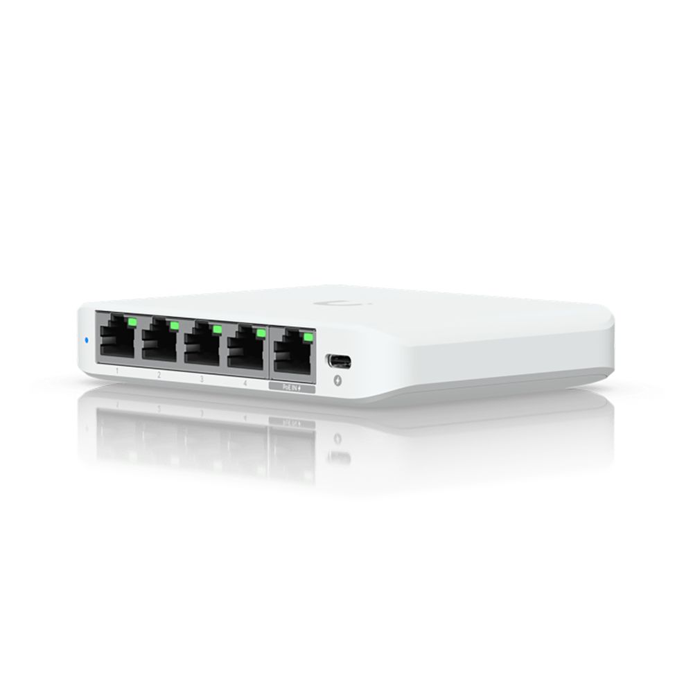 Коммутатор Ubiquiti UniFi Switch Flex Mini 2.5G Compact, 5-port 2.5G switch that can be powered with PoE or a USB-C adapter.