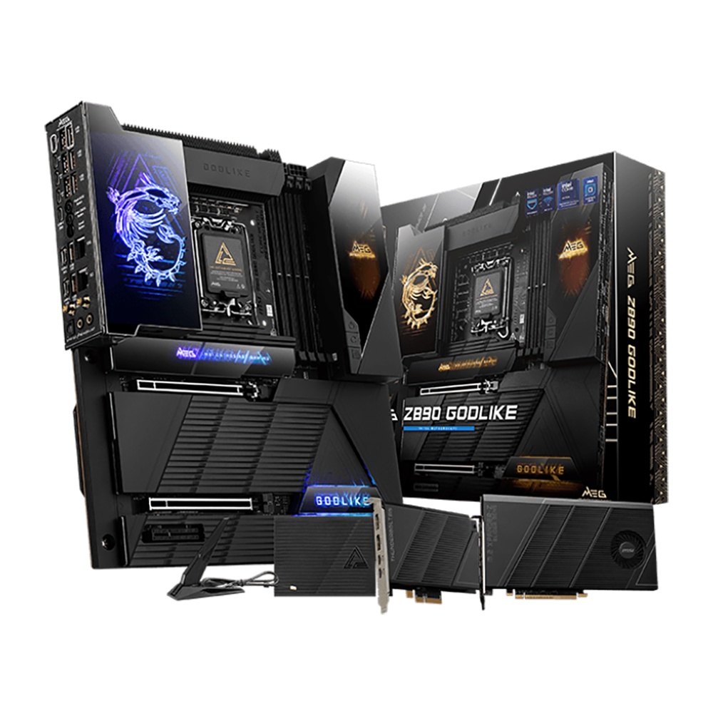 Материнская плата MSI MEG Z890 GODLIKE Z890, LGA1851, 4*DDR5, 2*PCIEx16, 1*PCIEx4, 8*M.2, 7*TypeC, 8*USB3.2Gen2, 4*USB3.2Gen1, 4*USB2.0, 4*SATA3.0, 10G, 5G, 2xType-C(DP), E-ATX, RTL