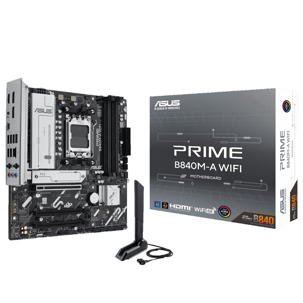 Материнская плата ASUS PRIME B840M-A WIFI AM5 mATX 4xDDR5 3xPCIEx16 3xM.2 2xDP HDMI 2.5GLAN Wi-Fi 6Е