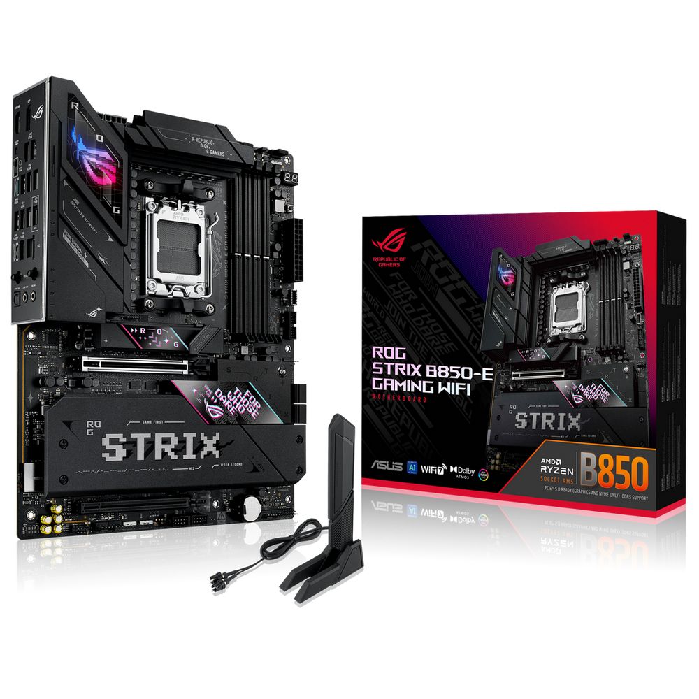 Материнская плата ASUS ROG STRIX B850-E GAMING WIFI AM5 ATX 4xDDR5 2xPCIEx16 5xM.2 2хUSB-C DP HDMI 5GLAN Wi-Fi 7
