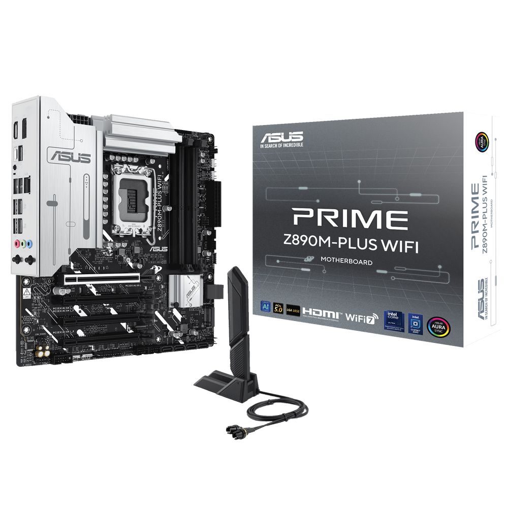 Материнская плата ASUS PRIME Z890M-PLUS WIFI LGA1851 mATX 4xDDR5 4xPCIEx16 3xM.2 USB-C DP HDMI 2.5GLAN Wi-Fi 7