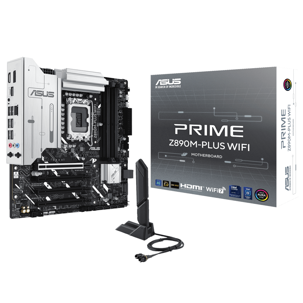 Материнская плата ASUS PRIME Z890M-PLUS WIFI LGA1851 mATX 4xDDR5 4xPCIEx16 3xM.2 USB-C DP HDMI 2.5GLAN Wi-Fi 7