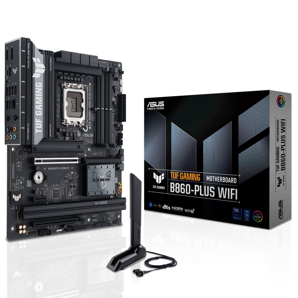 Материнская плата ASUS TUF GAMING B860-PLUS WIFI LGA1851 ATX 4xDDR5 2xPCIEx16 PCIEx1 3xM.2 USB-C DP HDMI 2.5GLAN Wi-Fi 7