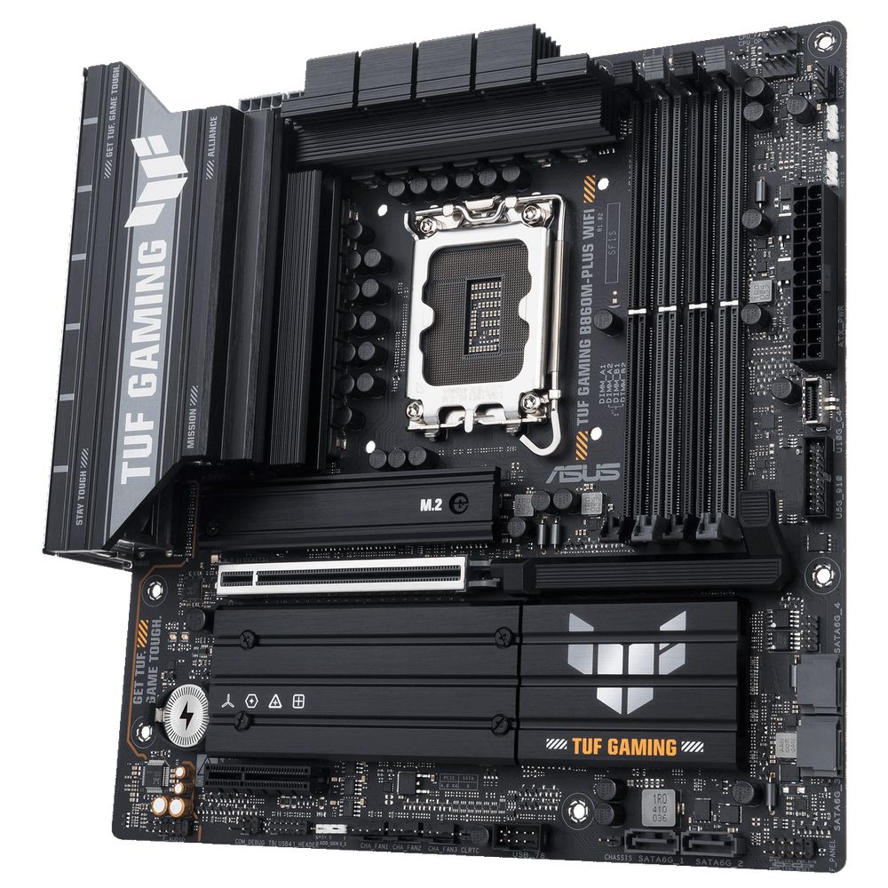 Материнская плата ASUS TUF GAMING B860M-PLUS WIFI LGA1851 mATX 4xDDR5 PCIEx16 PCIEx4 3xM.2 USB-C DP HDMI 2.5GLAN Wi-Fi 7