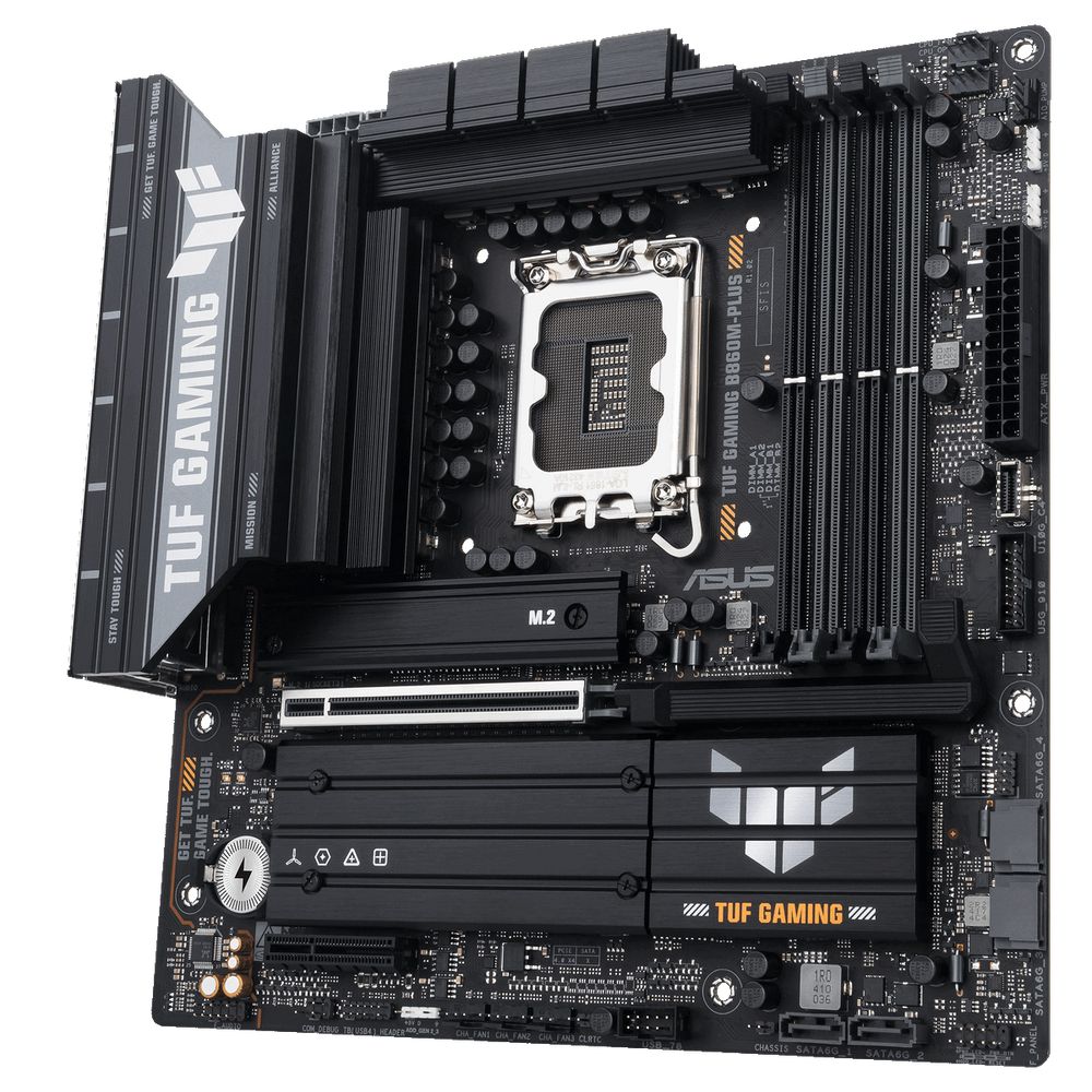 Материнская плата ASUS TUF GAMING B860M-PLUS LGA1851 mATX 4xDDR5 PCIEx16 PCIEx4 3xM.2 USB-C DP HDMI 2.5GLAN