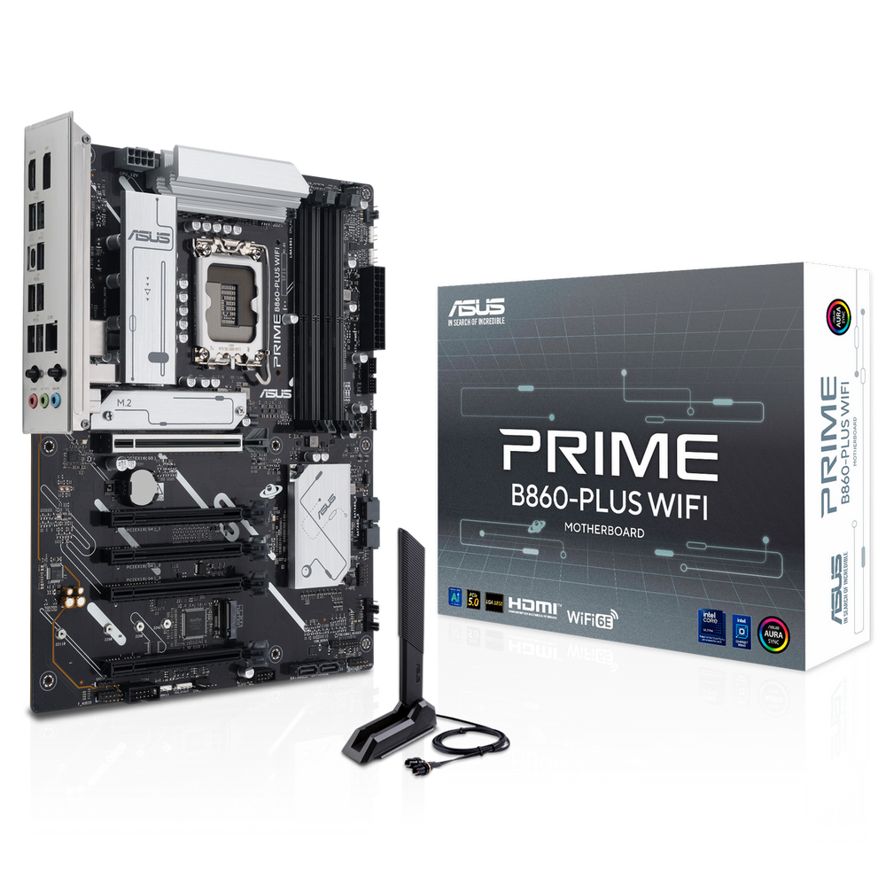 Материнская плата ASUS PRIME B860-PLUS WIFI LGA1851 ATX 4xDDR5 5xPCIEx16 2xM.2 USB-C DP HDMI 2.5GLAN Wi-Fi 6Е