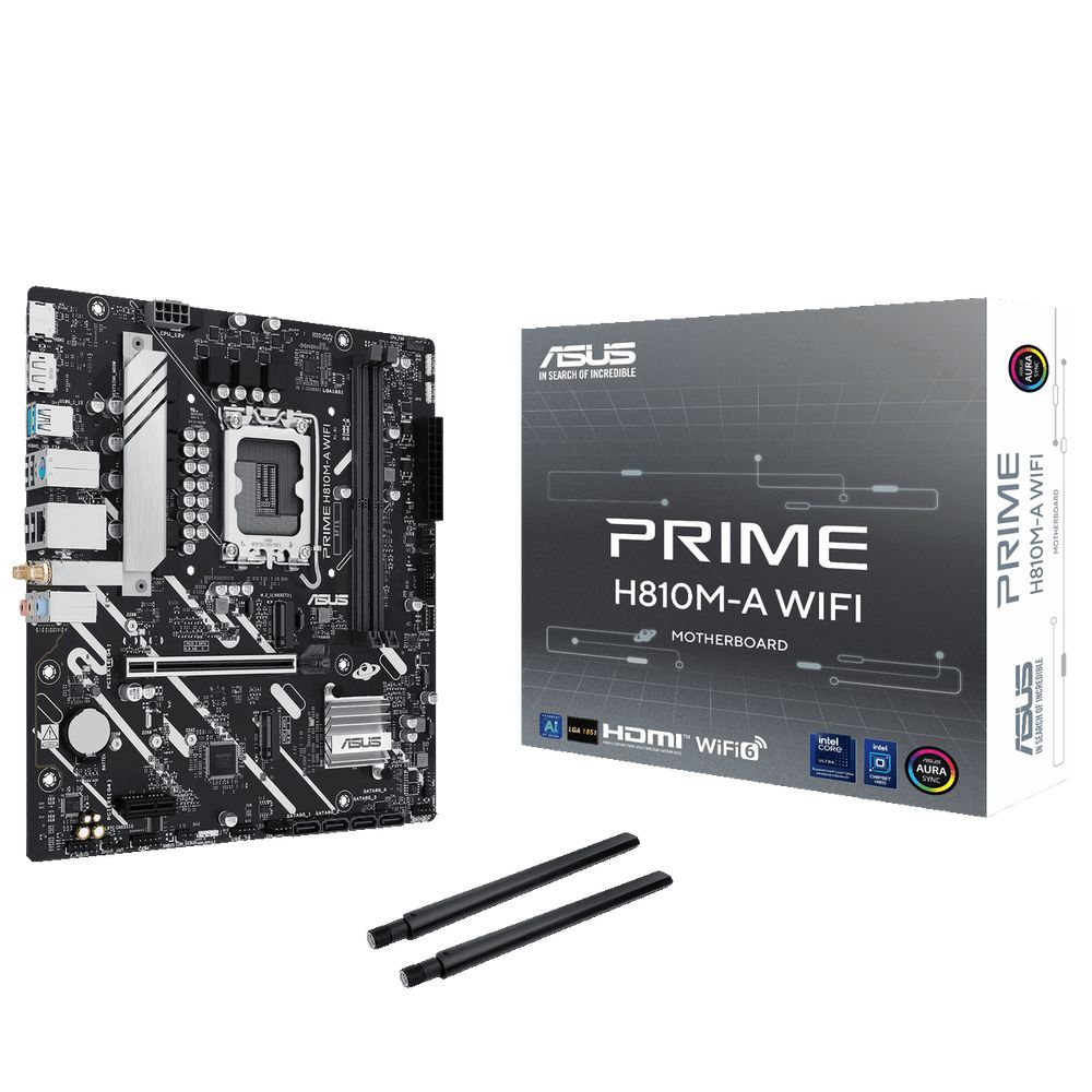 Материнская плата ASUS PRIME H810M-A WIFI LGA1851 mATX 2xDDR5 PCIEx16 PCIEx1 2xM.2 DP HDMI GLAN Wi-Fi 6