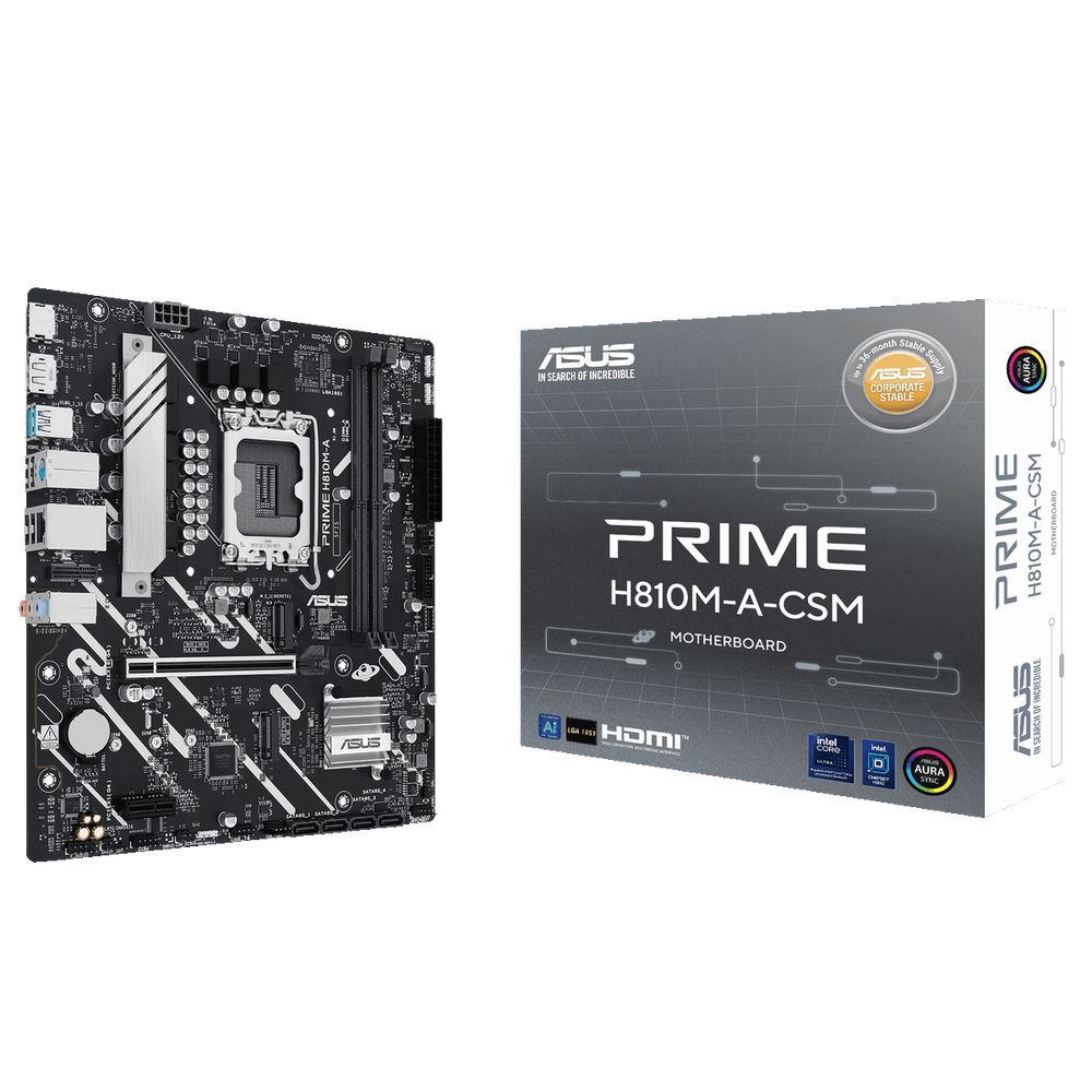 Материнская плата ASUS PRIME H810M-A-CSM LGA1851 mATX 2xDDR5 PCIEx16 PCIEx1 2xM.2 DP HDMI GLAN