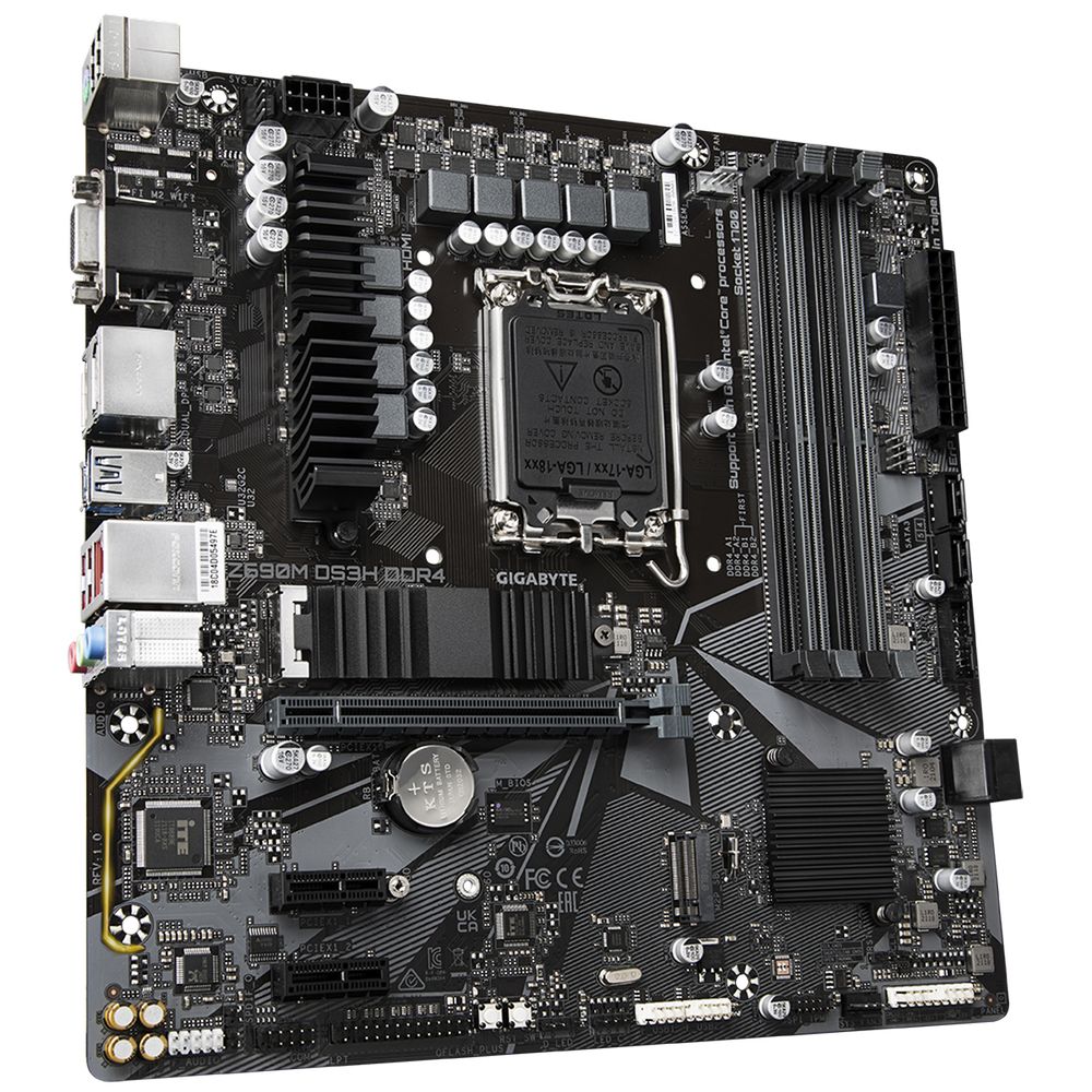 Материнская плата Gigabyte OEM Z690M DS3H DDR4, Socket 1700, Intel®Z690, 4xDDR4-3200, D-SUB+HDMI+DP+DP, 1xPCI-Ex16, 2xPCI-Ex1, 4xSATA3(RAID 0/1/5/10), 2xM.2, 8Ch Audio, 2,5GbLan, (2+4)xUSB2.0, (3+2)xUSB3.2, (1+0)xUSB3.2 Type-C™, 1xPS/2, mATX, RTL (830625) oem