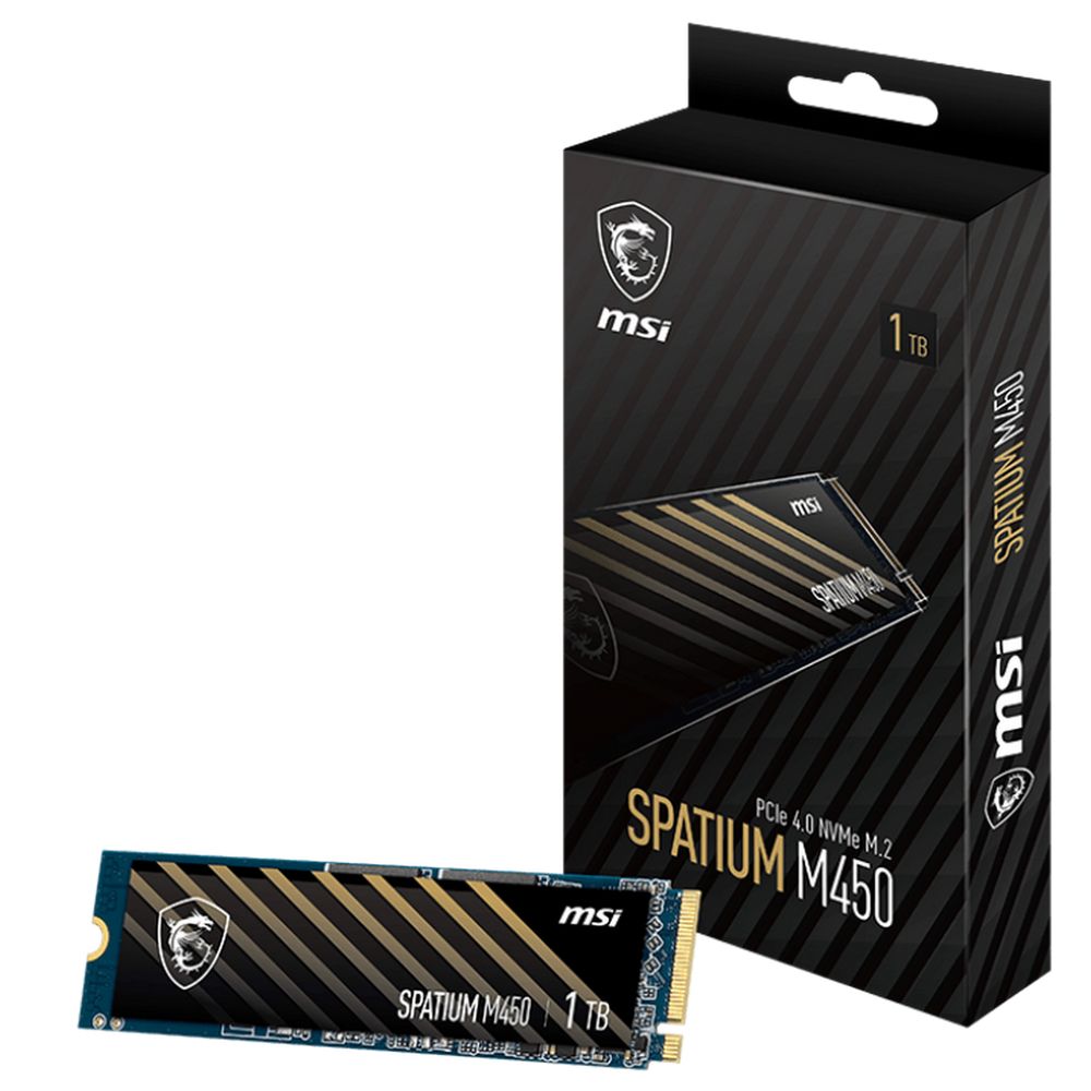 Твердотельный накопитель SSD MSI M.2 2280 1TB SPATIUM M450 Client  S78-440L0M0-P83, PCIe Gen4x4 with NVMe,  3D TLC, R/ W 3400/ 2500